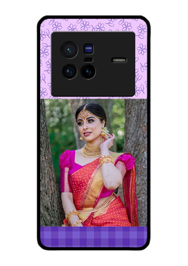 Vivo X80 5G Custom Glass Phone Case - Purple Floral Design