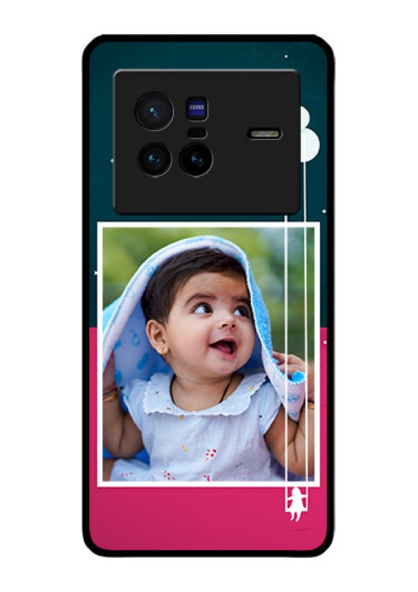 Vivo X80 5G Custom Glass Phone Case - Cute Girl with Cloud Design