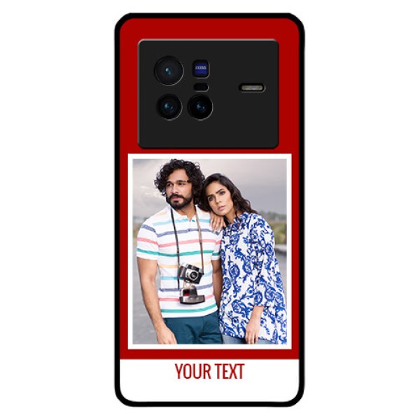 Vivo X80 5G Personalized Glass Phone Case - Simple Red Color Design