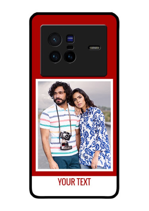 Vivo X80 5G Personalized Glass Phone Case - Simple Red Color Design