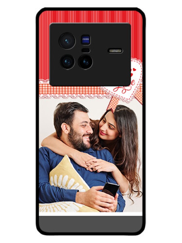 Custom Vivo X80 5G Custom Glass Mobile Case - Red Love Pattern Design