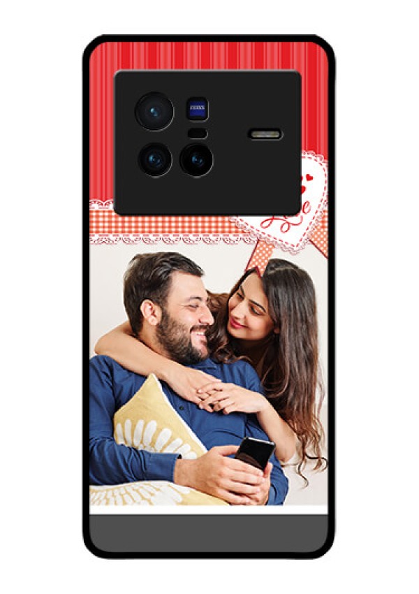 Vivo X80 5G Custom Glass Mobile Case - Red Love Pattern Design