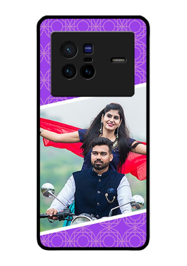Vivo X80 5G Custom Glass Phone Case - Violet Pattern Design