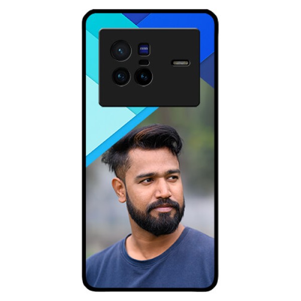Vivo X80 5G Custom Glass Phone Case - Blue Pattern Design