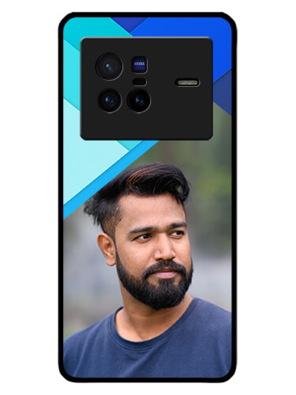 Custom Vivo X80 5G Custom Glass Phone Case - Blue Pattern Design