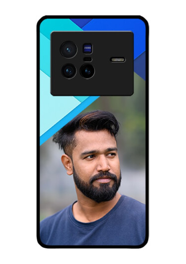 Vivo X80 5G Custom Glass Phone Case - Blue Pattern Design