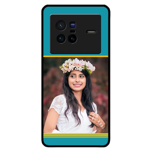 Vivo X80 5G Custom Glass Phone Case - Yellow & Blue Design
