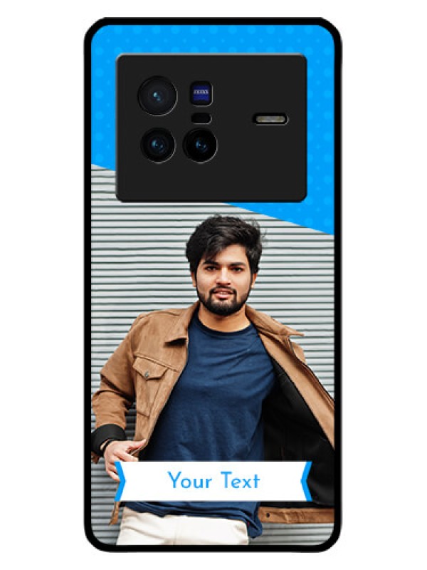 Custom Vivo X80 5G Photo Printing on Glass Case - Simple Blue Color Design