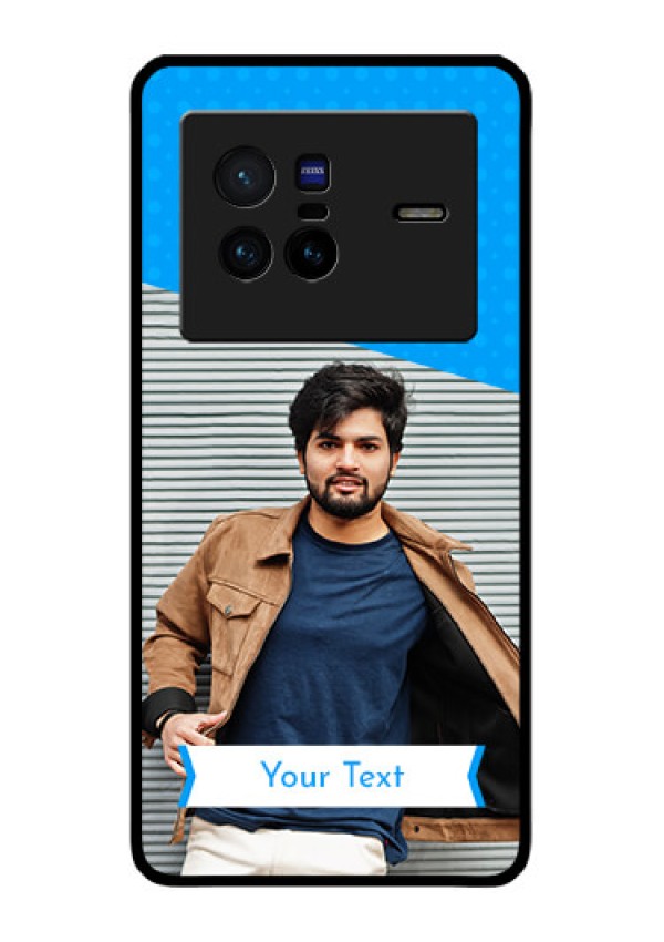 Vivo X80 5G Photo Printing on Glass Case - Simple Blue Color Design