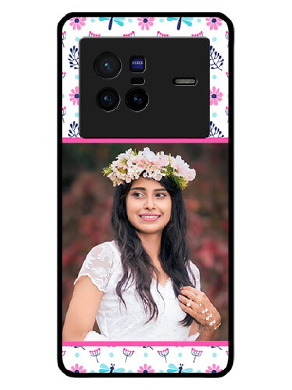 Custom Vivo X80 5G Photo Printing on Glass Case - Colorful Flower Design
