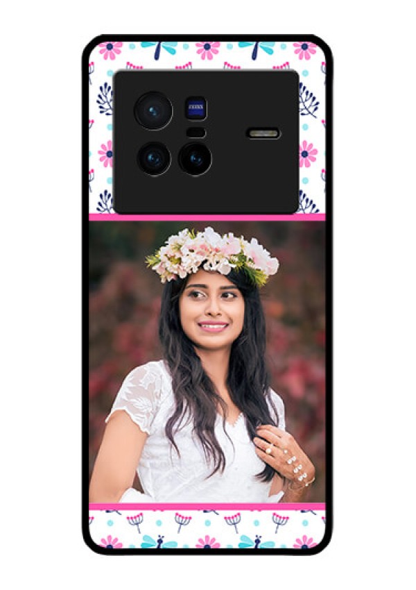 Vivo X80 5G Photo Printing on Glass Case - Colorful Flower Design