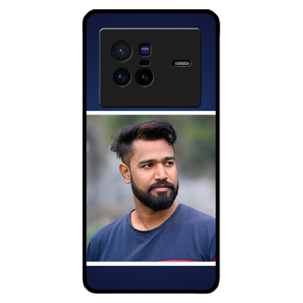 Vivo X80 5G Personalized Glass Phone Case - Simple Royal Blue Design