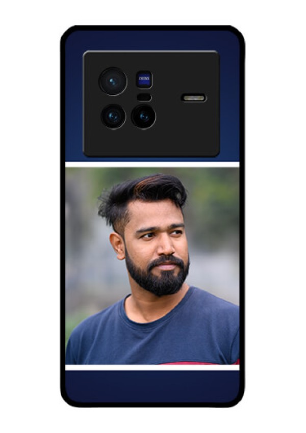 Vivo X80 5G Personalized Glass Phone Case - Simple Royal Blue Design