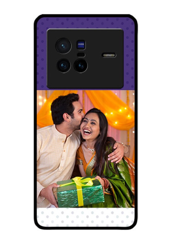 Vivo X80 5G Personalized Glass Phone Case - Violet Pattern Design