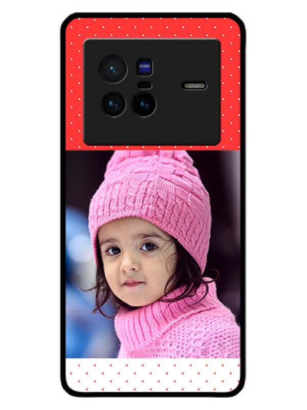 Custom Vivo X80 5G Photo Printing on Glass Case - Red Pattern Design