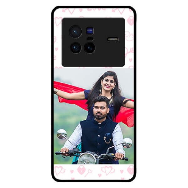 Vivo X80 5G Custom Glass Mobile Case - Pink Flying Heart Design