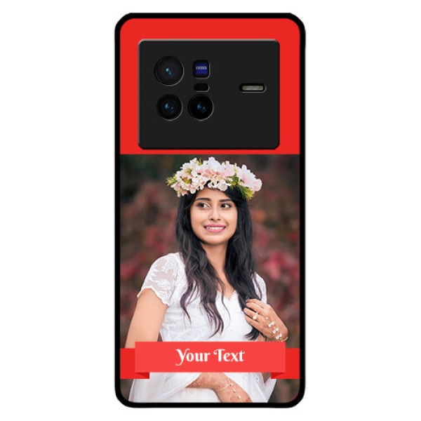 Vivo X80 5G Custom Glass Phone Case - Simple Red Color Design