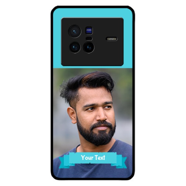 Vivo X80 5G Personalized Glass Phone Case - Simple Blue Color Design