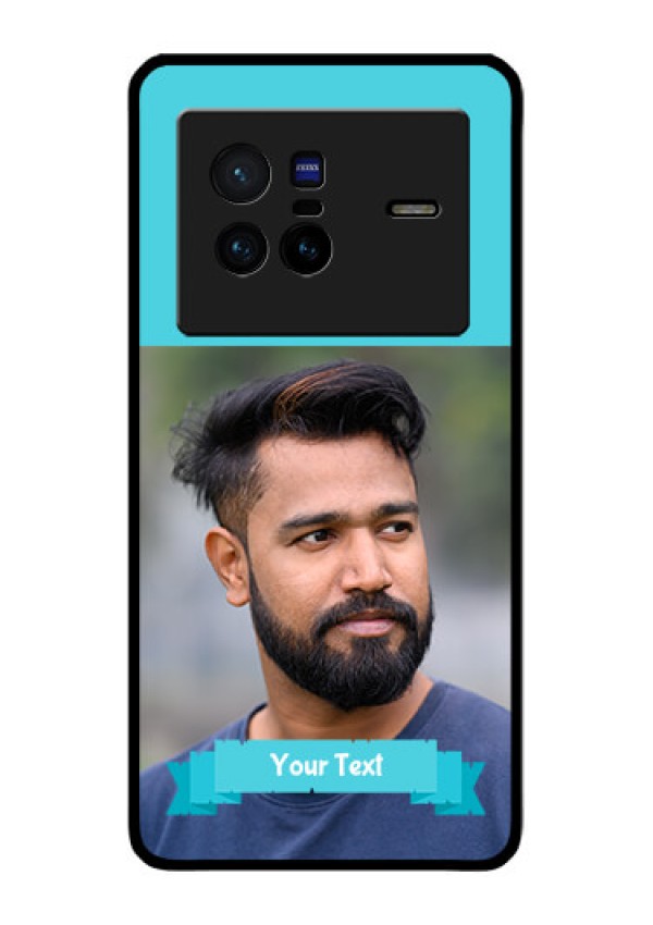 Vivo X80 5G Personalized Glass Phone Case - Simple Blue Color Design
