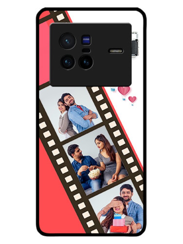Custom Vivo X80 5G Personalized Glass Phone Case - 3 Image Holder with Film Reel