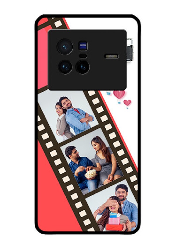 Vivo X80 5G Personalized Glass Phone Case - 3 Image Holder with Film Reel