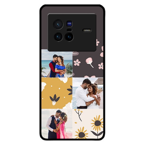 Vivo X80 5G Photo Printing on Glass Case - 3 Images with Floral Design Vivo X80 5G Photo Printing on Glass Case - 3 Images with Floral Design