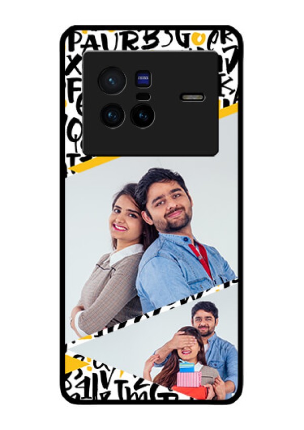 Vivo X80 5G Custom Glass Mobile Case - Letters Pattern Design