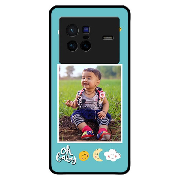 Vivo X80 5G Personalized Glass Phone Case - Smiley Kids Stars Design
