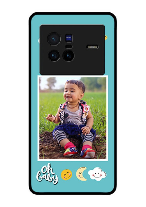 Vivo X80 5G Personalized Glass Phone Case - Smiley Kids Stars Design