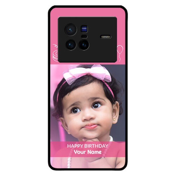 Vivo X80 5G Photo Printing on Glass Case - with Birthday Line Art Design Vivo X80 5G Photo Printing on Glass Case - with Birthday Line Art Design