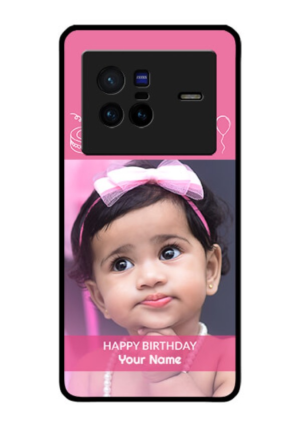 Vivo X80 5G Photo Printing on Glass Case - with Birthday Line Art Design