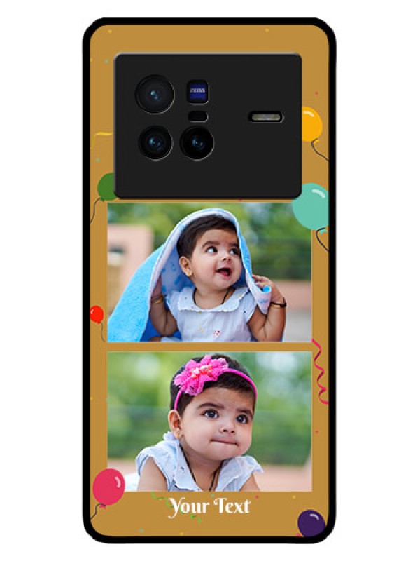 Custom Vivo X80 5G Personalized Glass Phone Case - Image Holder with Birthday Celebrations Design