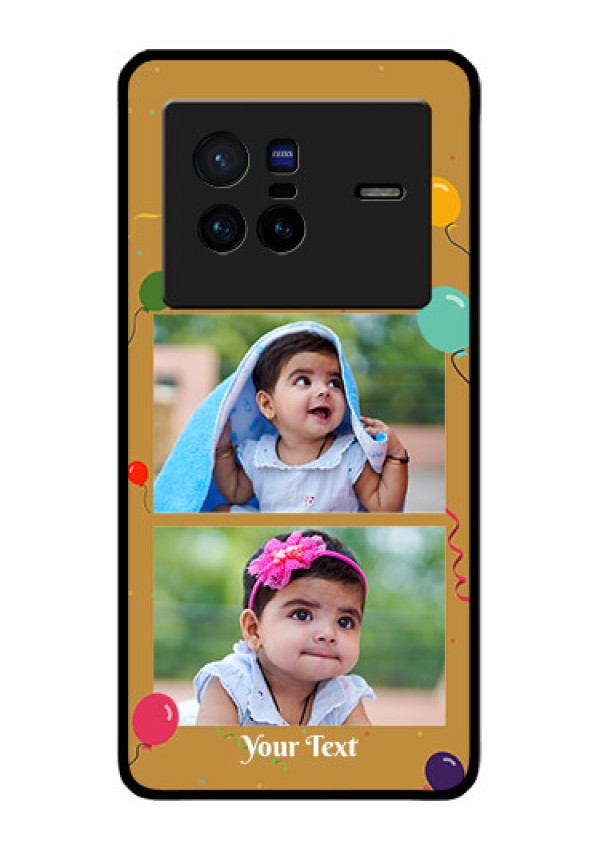 Vivo X80 5G Personalized Glass Phone Case - Image Holder with Birthday Celebrations Design