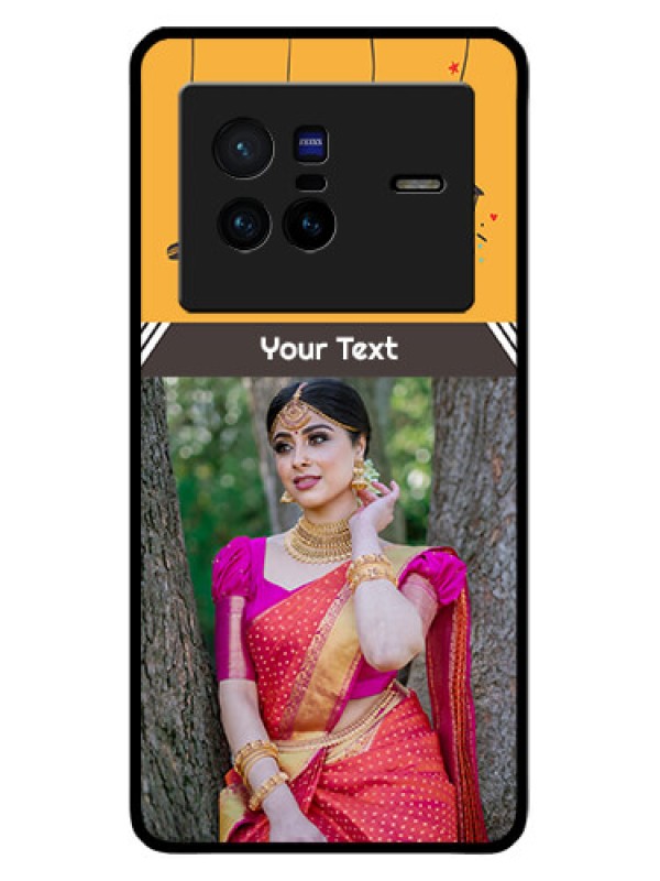 Custom Vivo X80 5G Custom Glass Mobile Case - with Family Picture and Icons