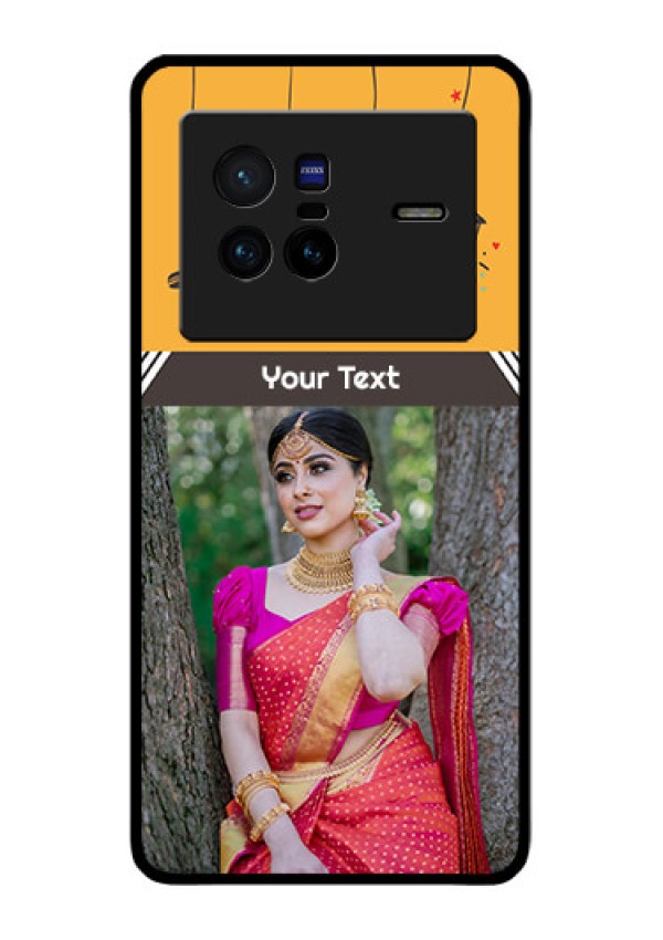 Vivo X80 5G Custom Glass Mobile Case - with Family Picture and Icons