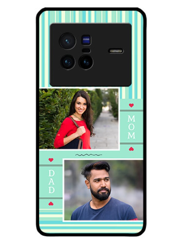 Custom Vivo X80 5G Custom Glass Phone Case - Mom & Dad Pic Design