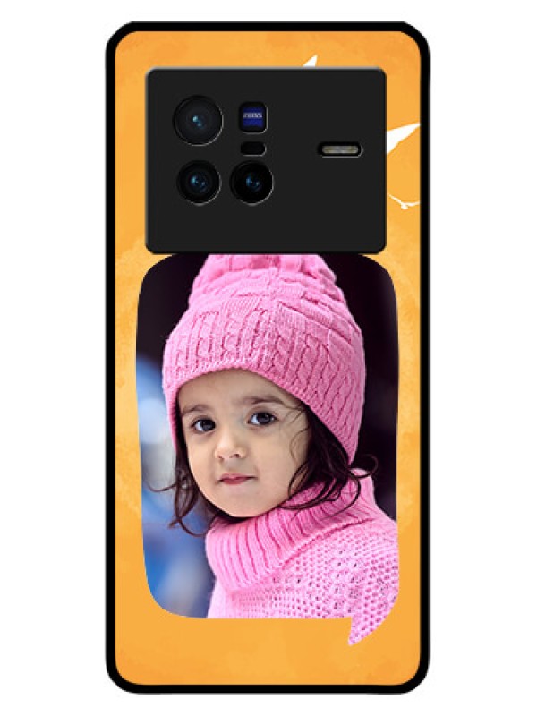 Custom Vivo X80 5G Personalized Glass Phone Case - Water Color Design with Bird Icons