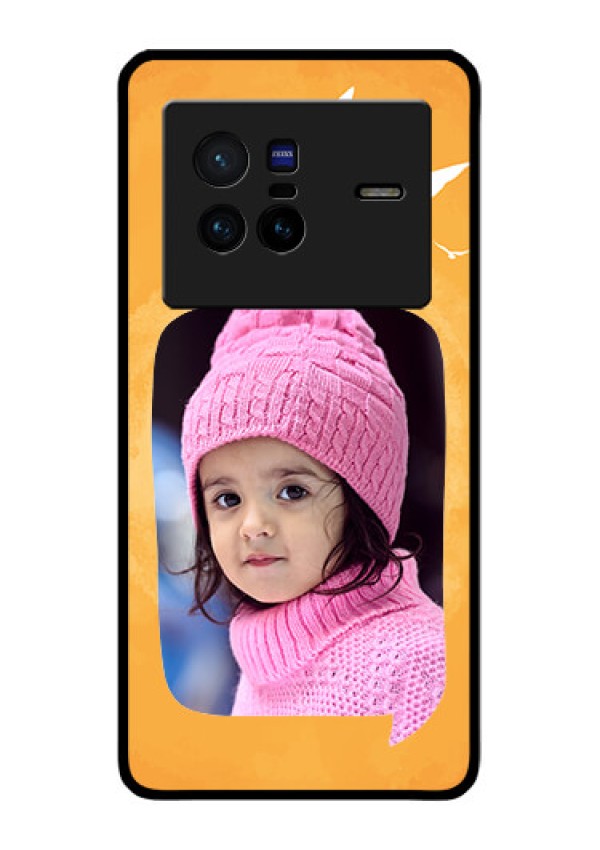 Vivo X80 5G Personalized Glass Phone Case - Water Color Design with Bird Icons