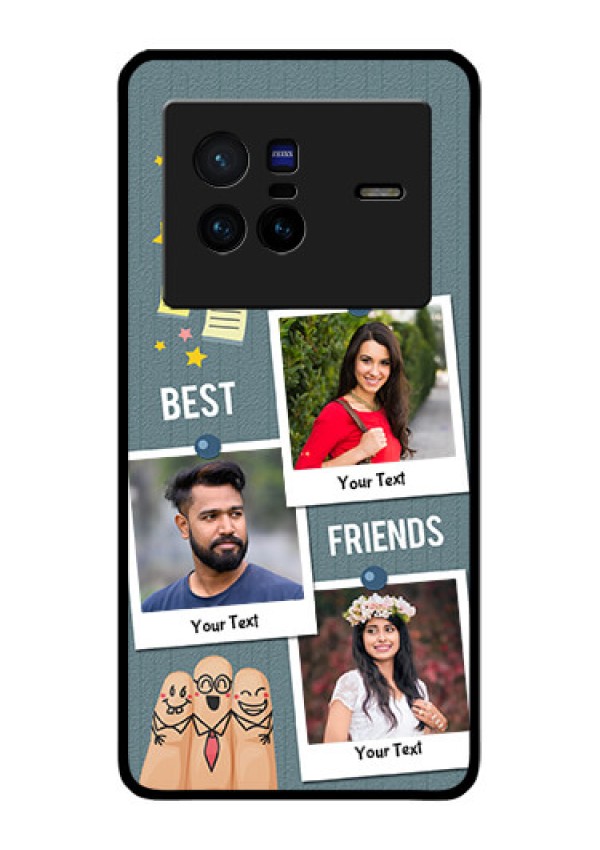 Vivo X80 5G Personalized Glass Phone Case - Sticky Frames and Friendship Design