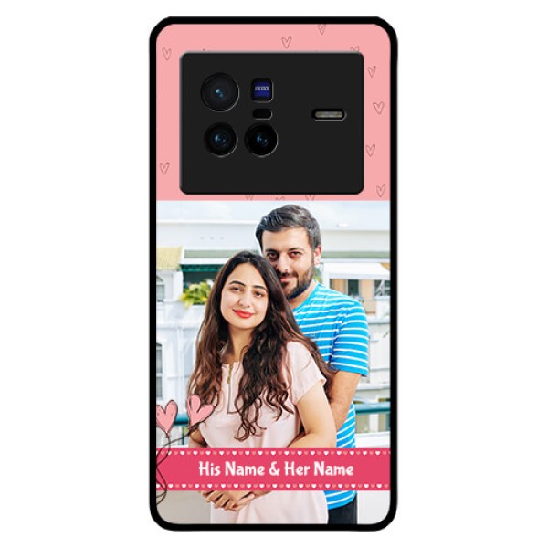 Vivo X80 5G Personalized Glass Phone Case - Love Design Peach Color