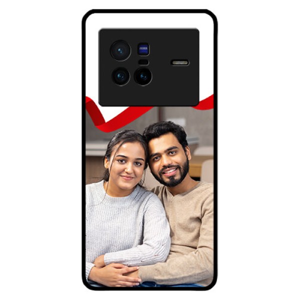 Vivo X80 5G Photo Printing on Glass Case - Red Ribbon Frame Design