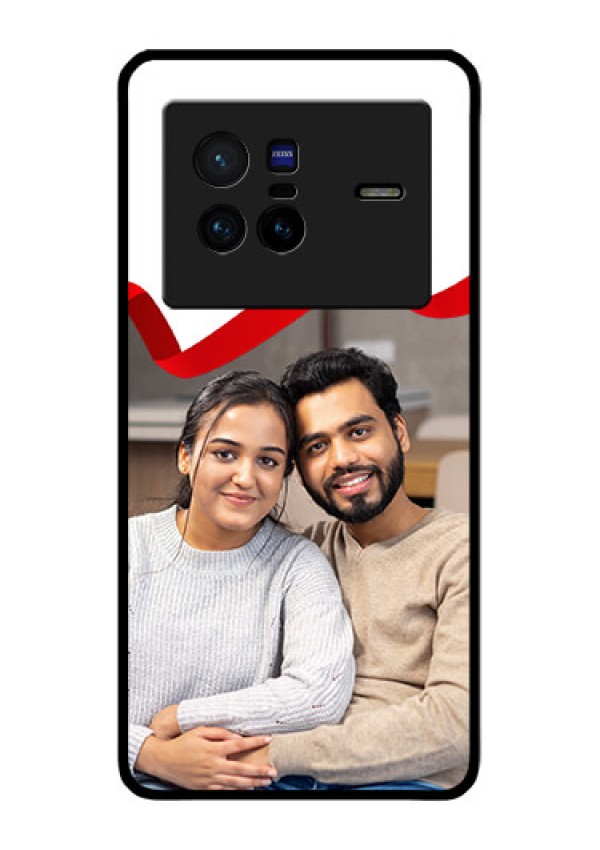 Vivo X80 5G Photo Printing on Glass Case - Red Ribbon Frame Design
