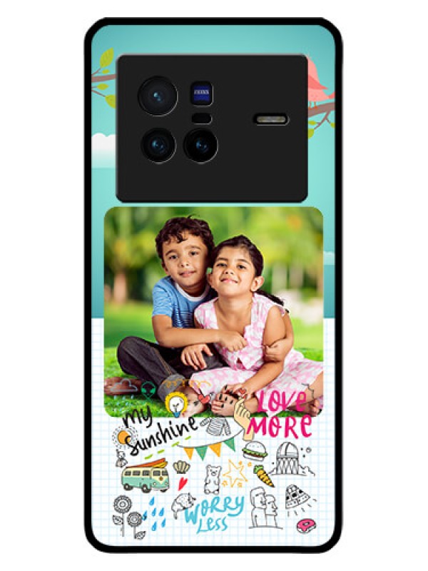 Custom Vivo X80 5G Photo Printing on Glass Case - Doodle love Design