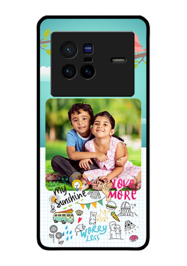 Vivo X80 5G Photo Printing on Glass Case - Doodle love Design