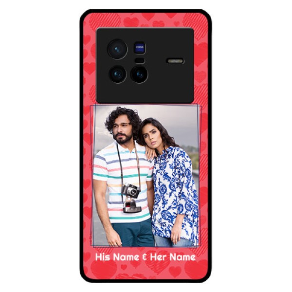 Vivo X80 5G Photo Printing on Glass Case - with Red Heart Symbols Design Vivo X80 5G Photo Printing on Glass Case - with Red Heart Symbols Design