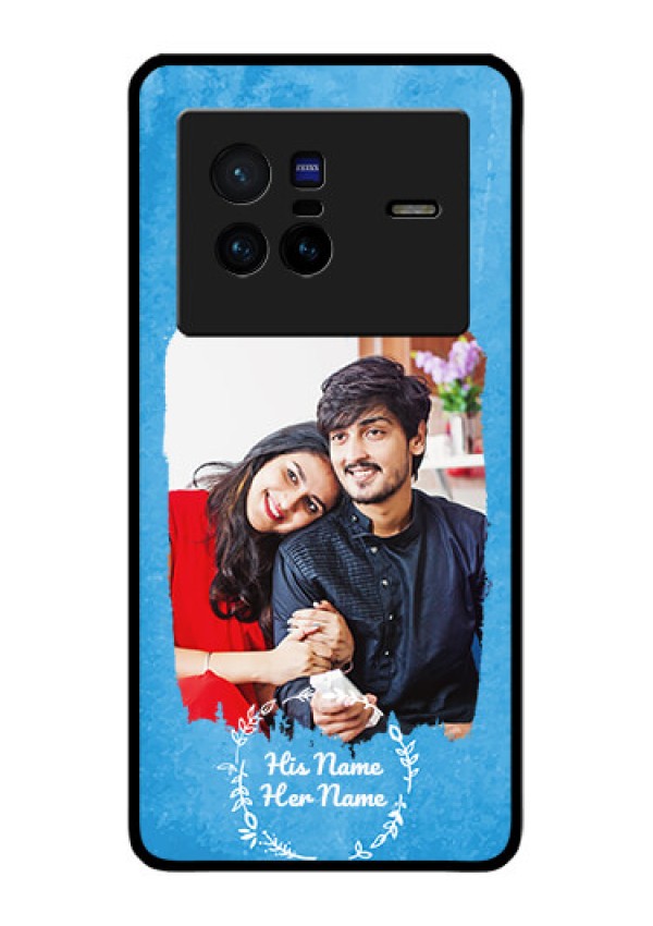 Vivo X80 5G Custom Glass Phone Case - Blue Color Vintage Design