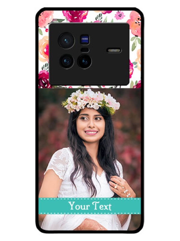 Custom Vivo X80 5G Custom Glass Phone Case - Watercolor Floral Design