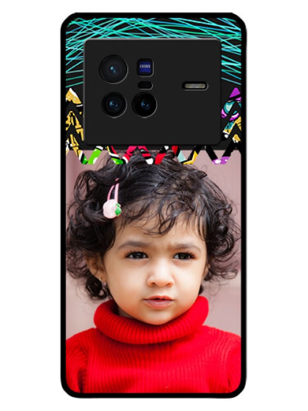 Custom Vivo X80 5G Personalized Glass Phone Case - Neon Abstract Design