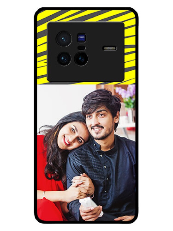 Custom Vivo X80 5G Photo Printing on Glass Case - Yellow Abstract Design