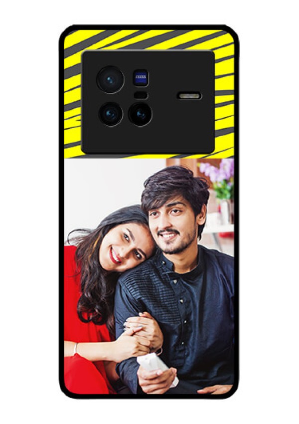 Vivo X80 5G Photo Printing on Glass Case - Yellow Abstract Design